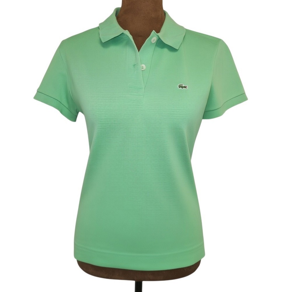 Lacoste Women's Polo Shirt Size 40 Light Green Cotton Preppy